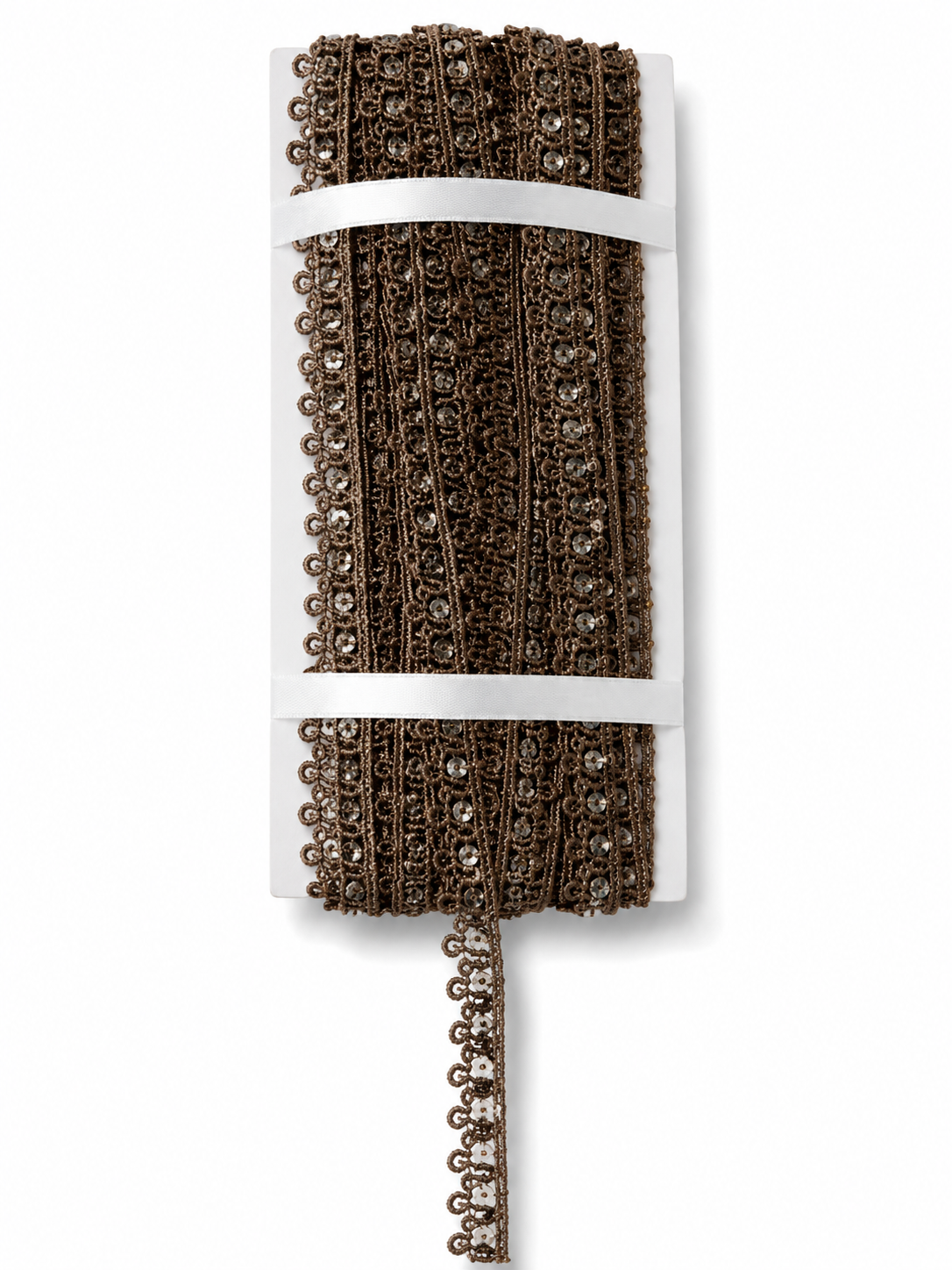 🤎 Brown Sequin Lace Trim – Decorative Embellishment Lace