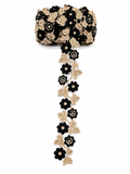 Black Floral Embroidered Lace Trim – Decorative Flower Border | Sold by the Meter