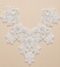 Premium Designer Beaded Neckline Patch – White Floral Design