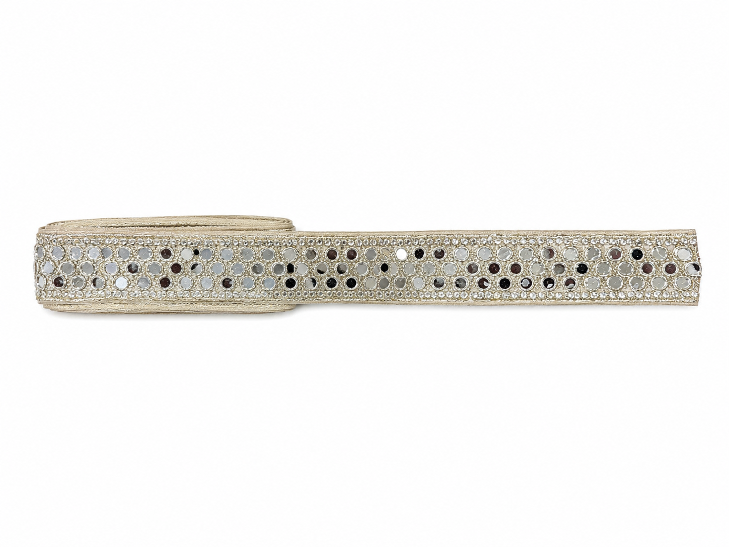 Premium Mirror Embroidered Lace Trim – Champagne Gold | Approx. 2 Yards