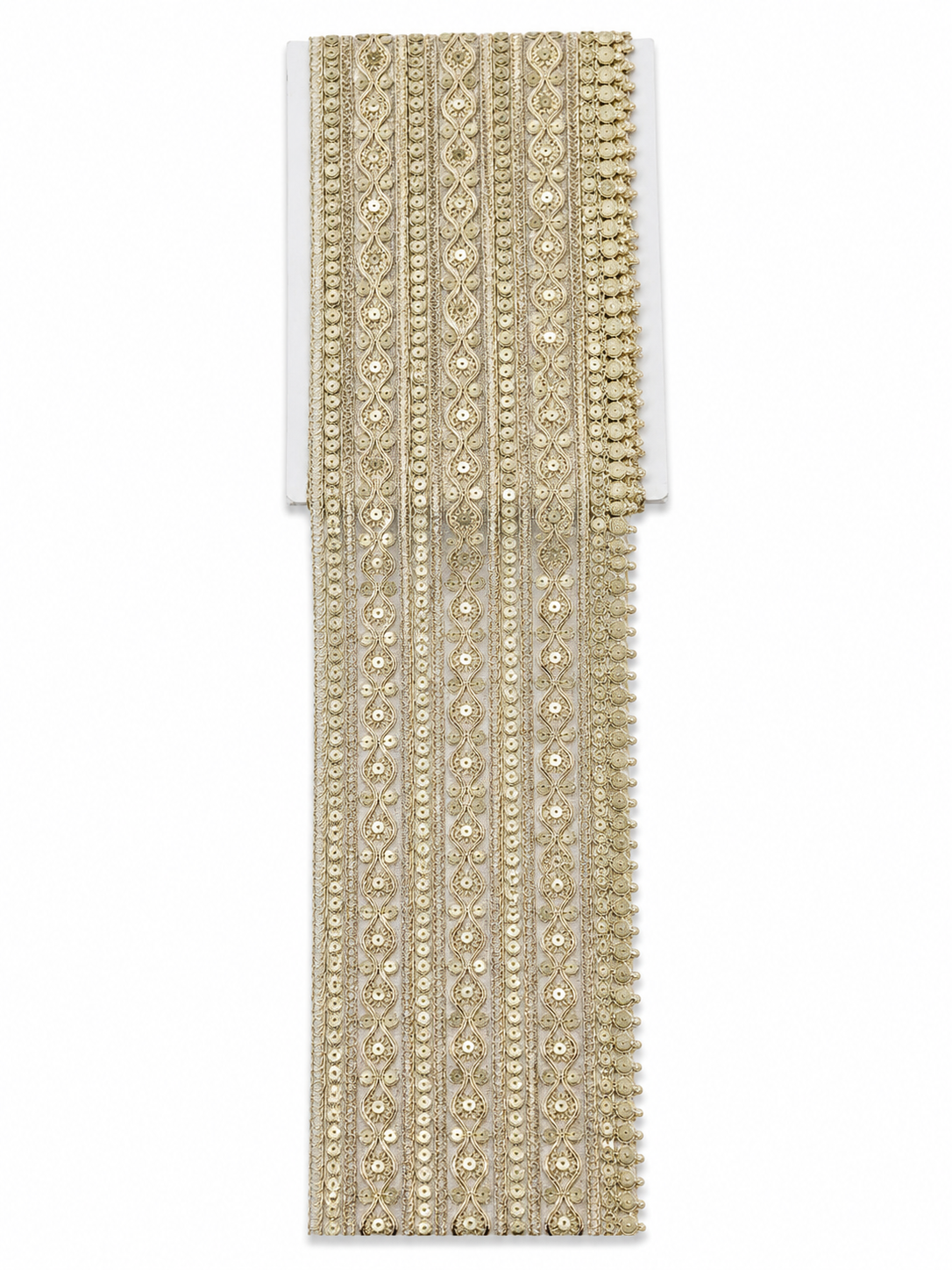 Premium Gold Sequin Embroidered Border Lace Trim – Decorative Lace (Sold by the Meter)