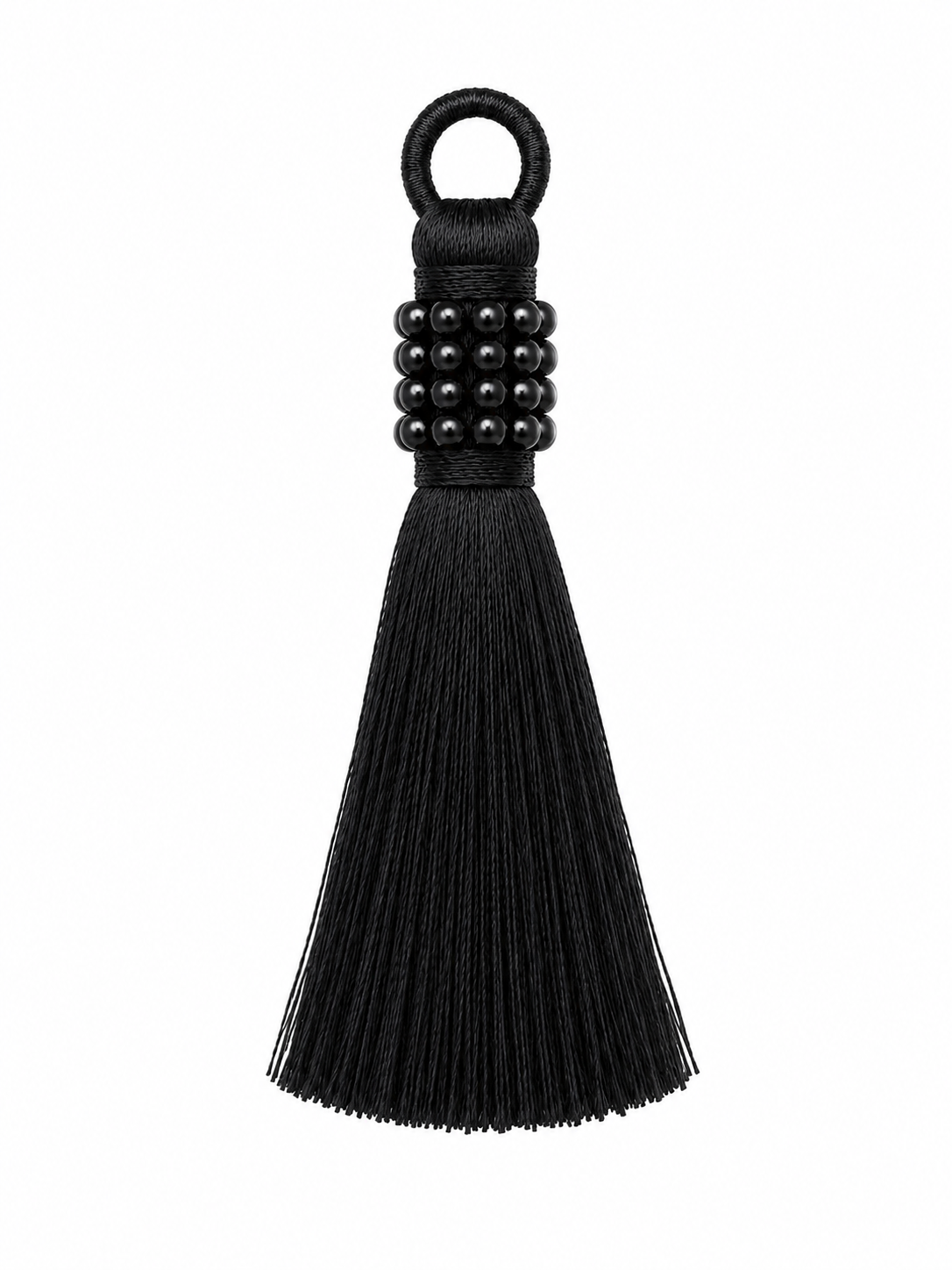 Black Pearl Beaded Thread Tassel Latkan – 1 Piece