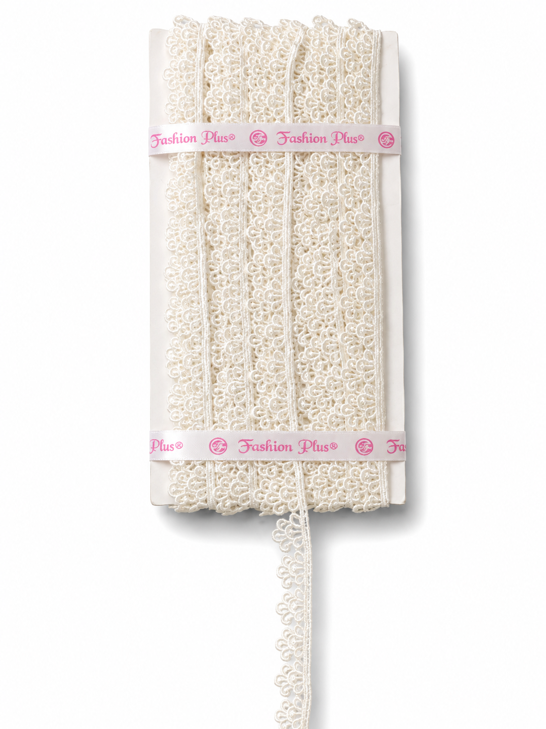 🤍 Ivory Cotton Lace Trim – Delicate Floral Scroll Design