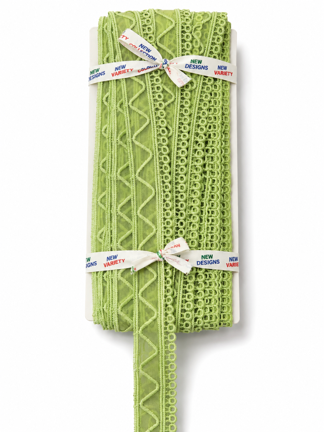 Light Green Embroidered Lace Trim – Decorative Eyelet Mesh Border for Sewing & Craft Projects