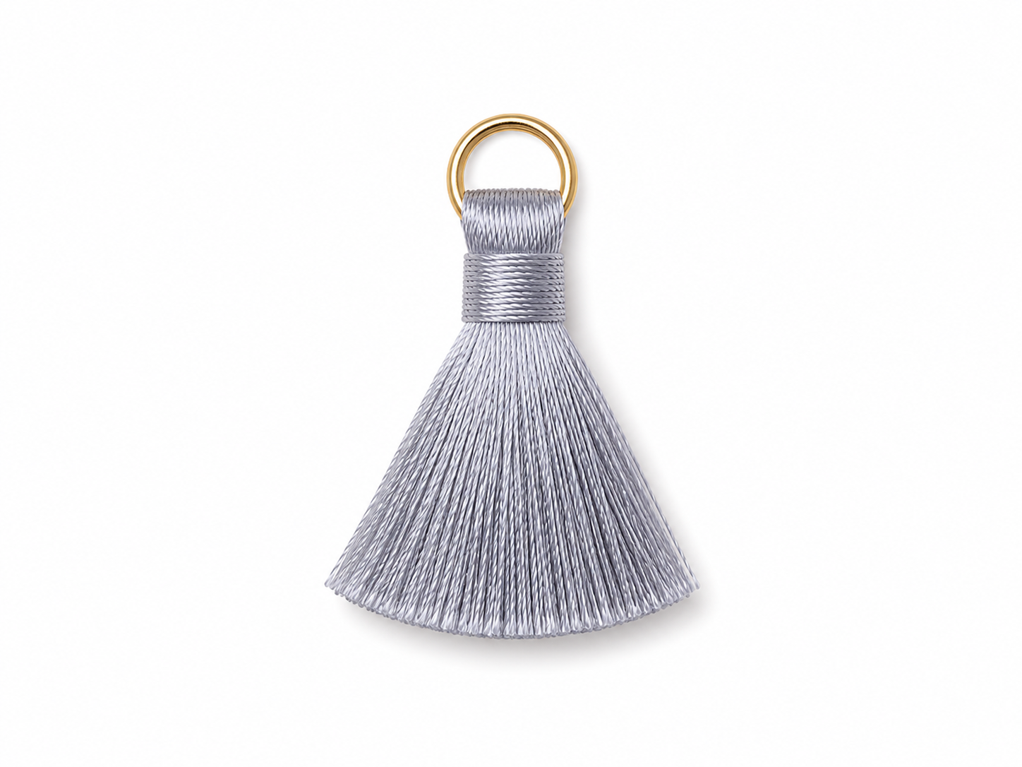 Silver Grey Thread Tassel Latkan with Golden Ring – 1 Piece