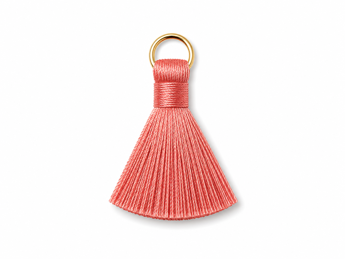 Coral Pink Thread Tassel Latkan with Golden Ring – 1 Piece