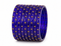 Royal Blue Crystal Bangle Set – 12 Bangles with Gold Stud Detailing