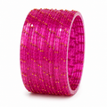 Hot Pink Crystal Bangles Set (12 Bangles) with Gold Stud Detailing | Traditional Ethnic Bangles for Women