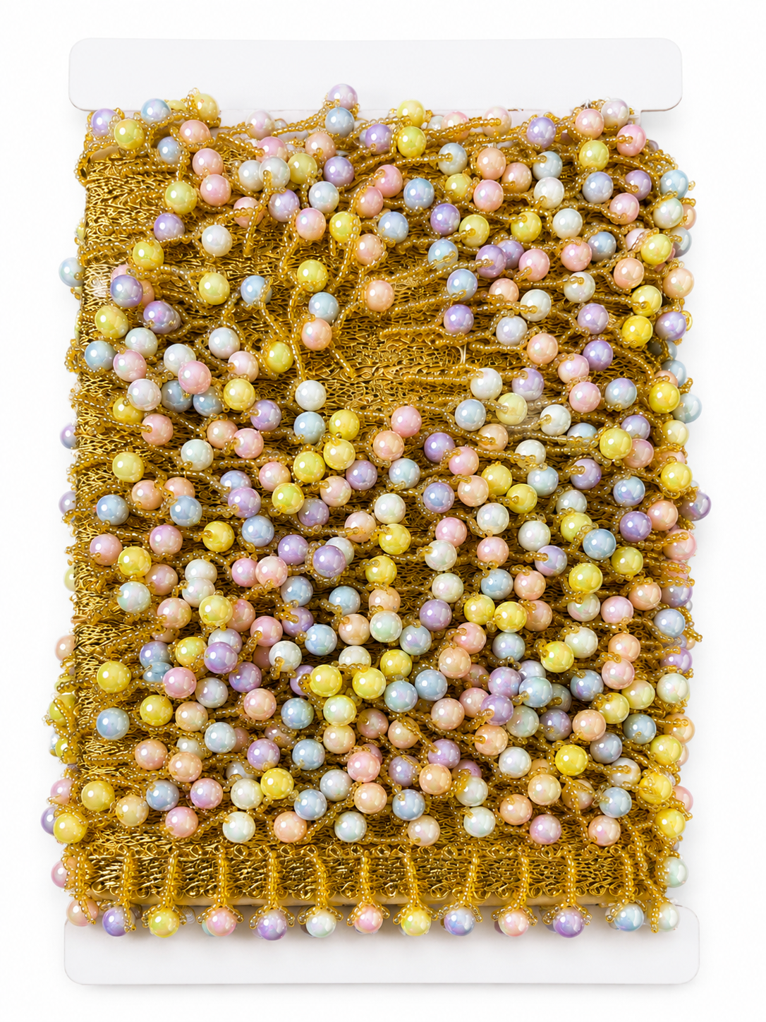 Multicolor Pearl Beaded Decorative Trim Lace – Pastel Pearl Border for Sewing, Craft & Dress Embellishment
