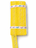 Bright Yellow Embroidered Lace Trim – Decorative Eyelet Mesh Border for Sewing & Craft Projects