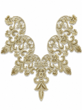 Champagne Beige Floral Lace Neck Appliqué – Embroidered V-Neck Sew-On Patch for Kurtis, Blouses & Dresses