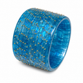 Sky Blue Marble Crystal Bangles Set (12 Bangles) with Gold Stud Detailing | Traditional Ethnic Bangles for Women