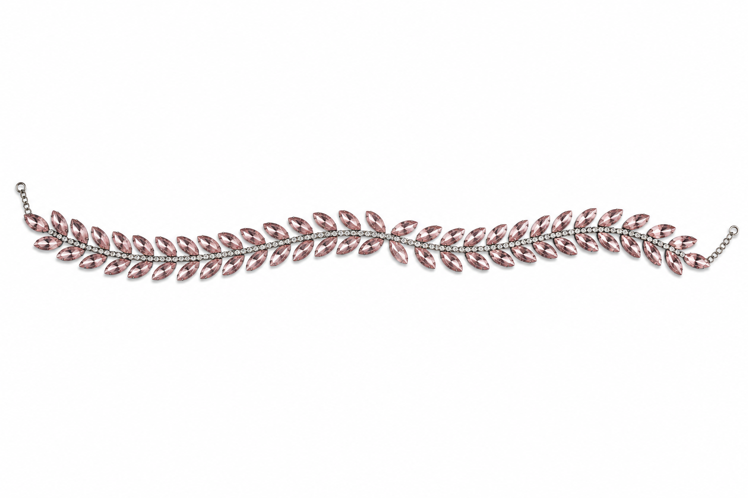 Pink Crystal Leaf Adjustable Waist Belt (Kamarband) | Bridal Saree & Lehenga Accessory