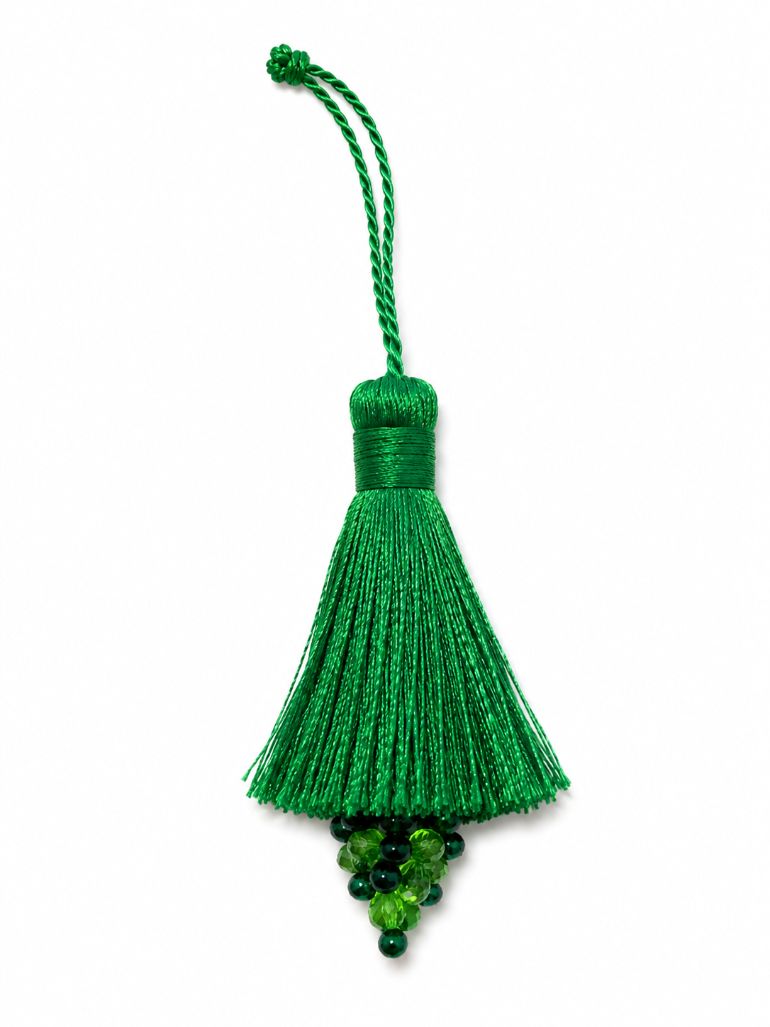 Green Thread Tassel Latkan with Decorative Beads – 1 Piece