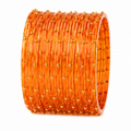 Orange Crystal Bangles Set (12 Bangles) with Gold Stud Detailing | Traditional Ethnic Bangles for Women