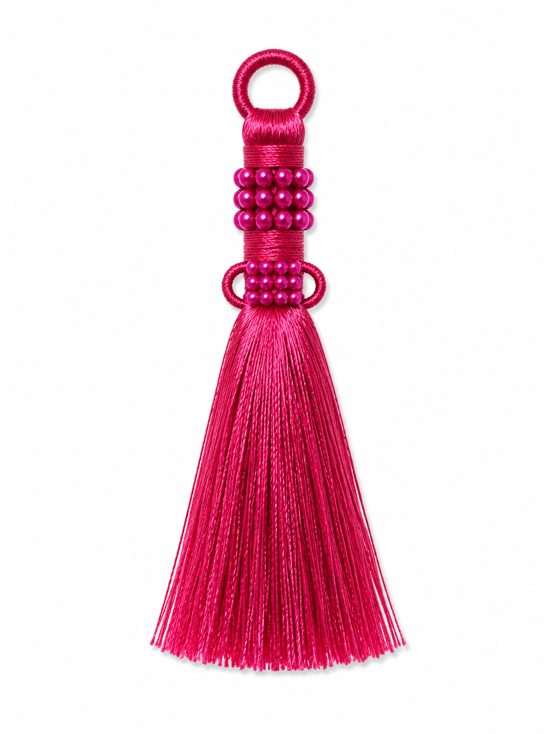 Hot Pink Thread Tassel Latkan with Pearl Beads – 1 Piece