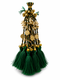 Emerald Green Bridal Latkan Tassels with Golden Ghungroo, Coins & Crystal Beads – Decorative Hanging for Lehengas, Blouses & Potli Bags (Pack of 2 Tassels)