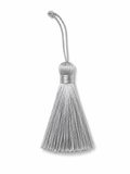 Shiny Silver Long Thread Tassel Latkan with Hanging Loop – 1 Piece