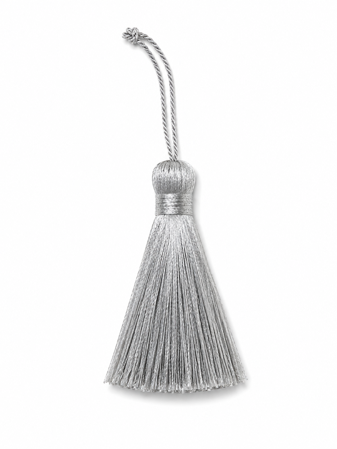 Shiny Silver Long Thread Tassel Latkan with Hanging Loop – 1 Piece