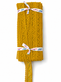 Mustard Yellow Embroidered Lace Trim – Decorative Eyelet Mesh Border for Sewing & Craft Projects