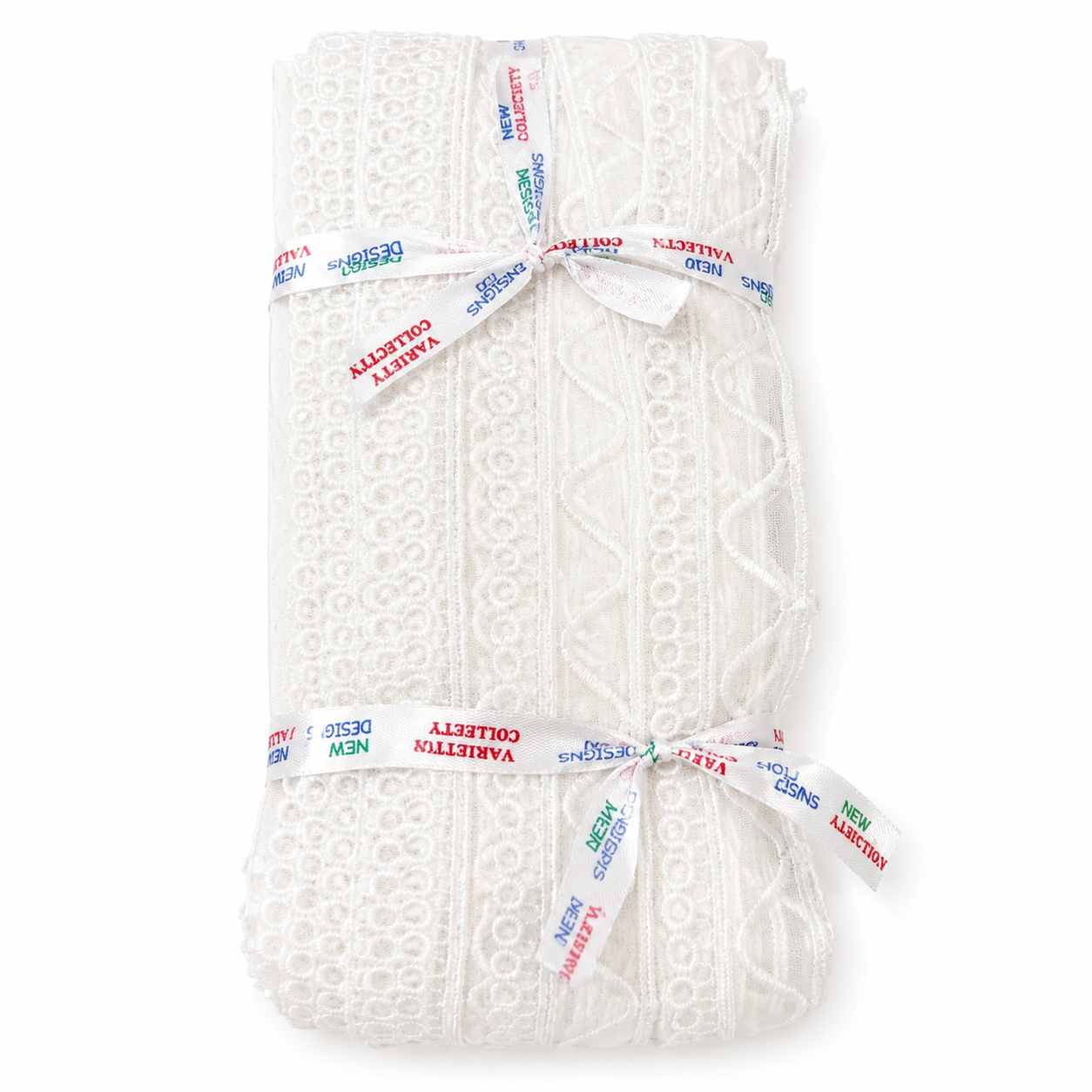 White Embroidered Lace Trim Bundle – Floral & Geometric Decorative Lace Collection