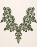 Premium Designer Neckline Patch – Sage Green Floral Embroidery