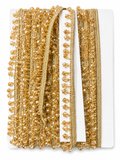 Luxury Crystal Beaded Lace Trim – Gold Decorative Border for Bridal Wear, Dresses & Designer Projects