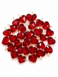 Red Heart Crystal Decorative Charm – Gold Loop Pendant for DIY Latkan, Jewelry & Craft Projects