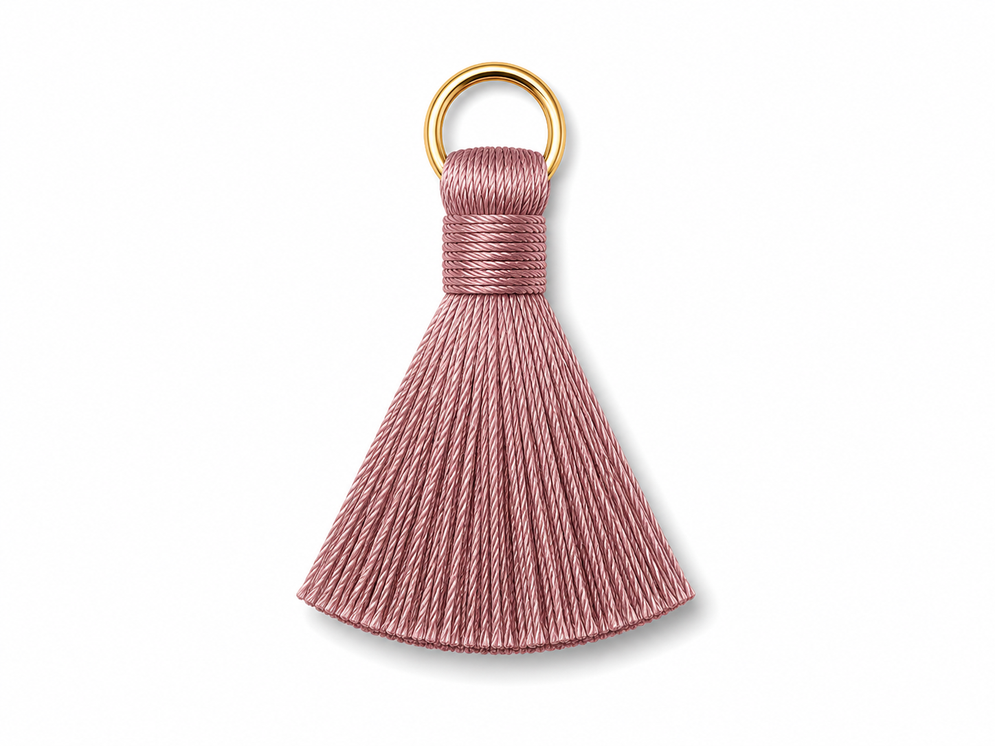 Dusty Rose Thread Tassel Latkan with Golden Ring – 1 Piece