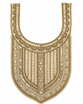 Premium Gold Embroidered Neck Patch with Pearl & Mirror Work – Decorative Neckline Appliqué for Kurti, Blouse & Suit