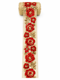 Premium Red & Gold Floral Embroidered Lace Trim – Luxury Decorative Border (Sold by Meter)