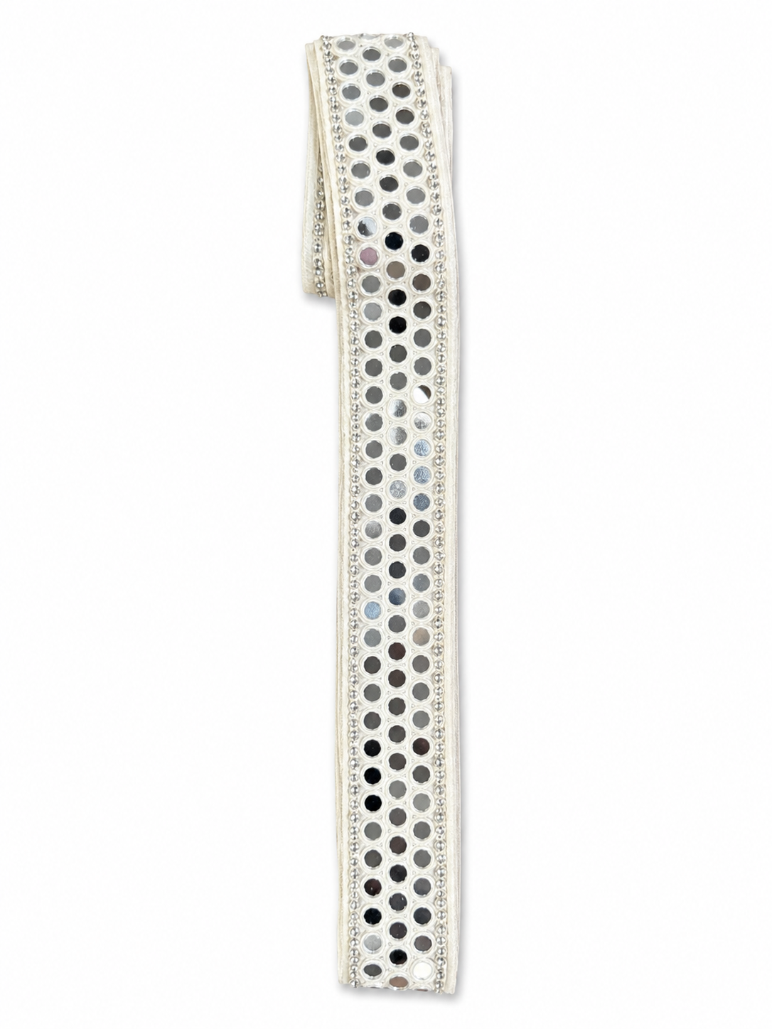 White Mirror Embroidered Lace Trim – Premium Decorative Border | Approx. 2 Yards
