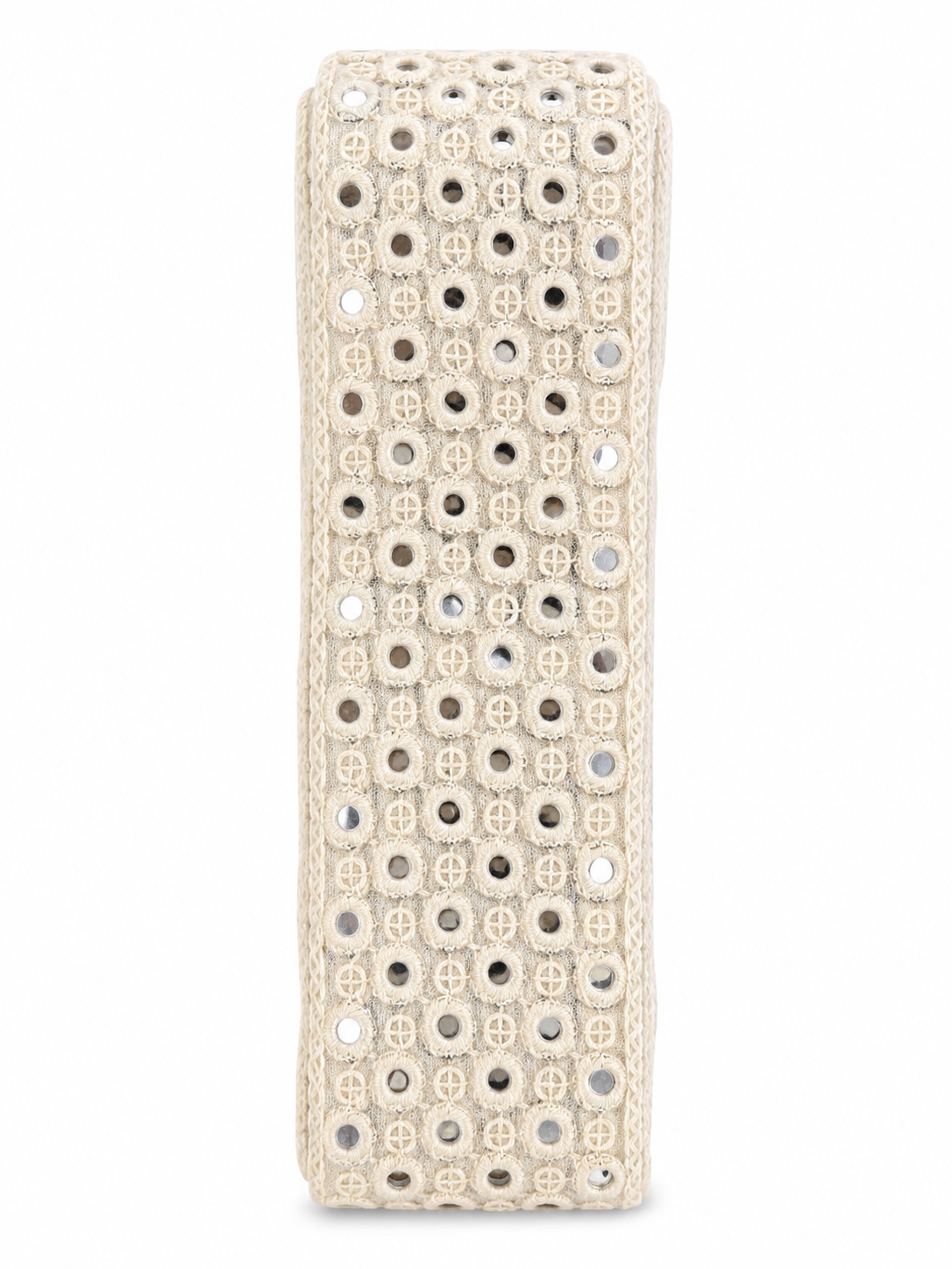 Premium Mirror Embroidered Lace Trim – Ivory/Cream