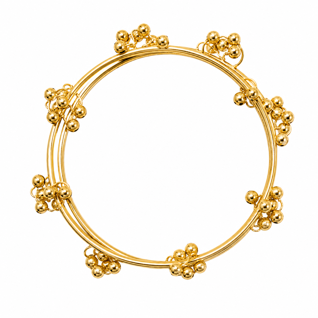 Traditional Gold Finish Ghungroo Bangles Set (Set of 2) | Elegant Ethnic Bracelets for Women