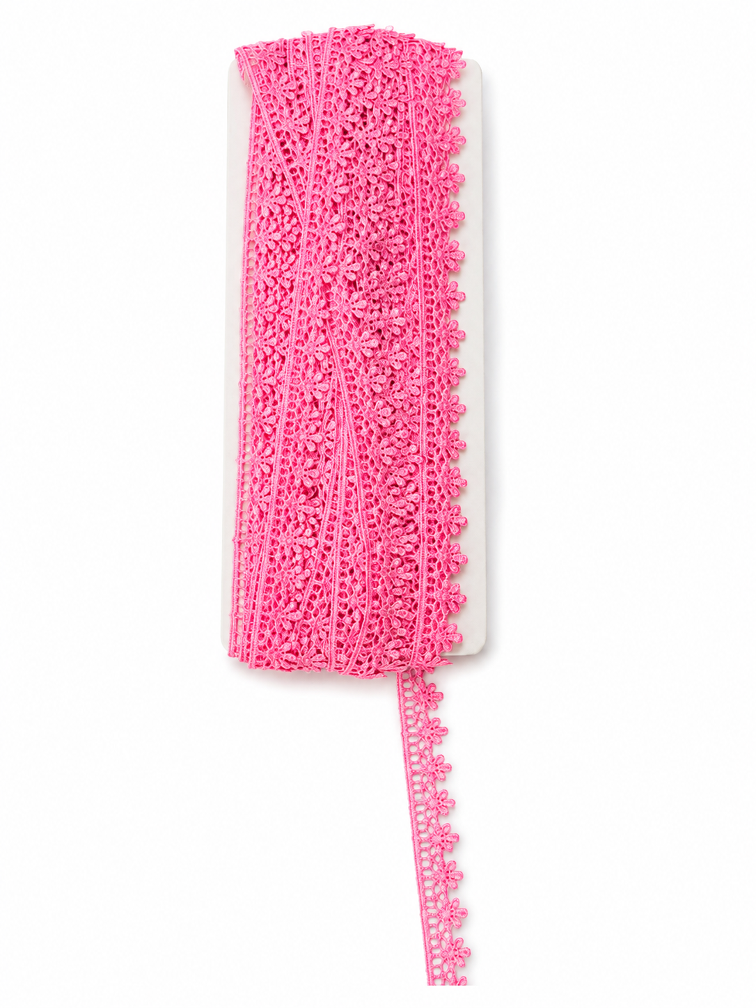 Pink Floral Crochet Lace Trim – Decorative Scalloped Border for Sewing & Crafts