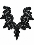 Black Floral Lace Neck Appliqué – Embroidered V-Neck Sew-On Patch for Kurtis, Blouses & Dresses