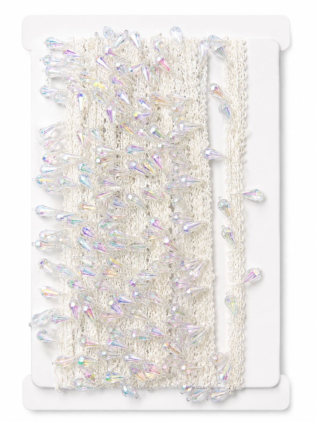 Crystal Teardrop Beaded Trim – AB Crystal Decorative Border for Bridal & Designer Wear