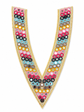 Premium Multicolor Mirror Neck Patch – Embroidered V-Neck Appliqué (1 Piece)