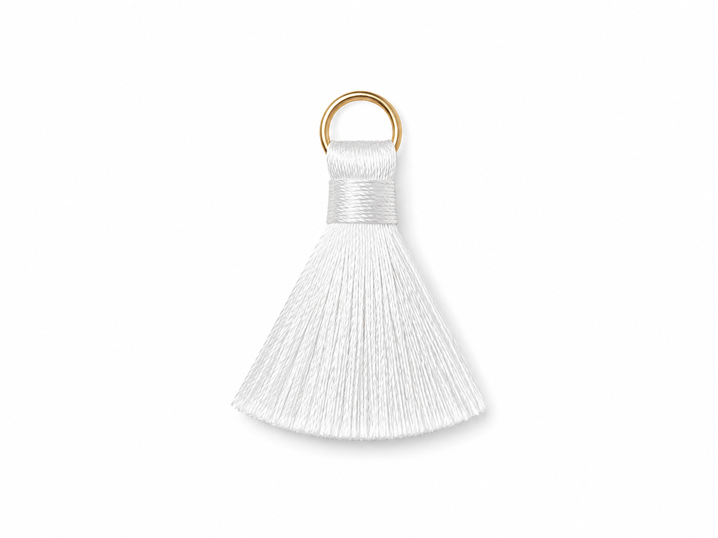 White Thread Tassel Latkan with Golden Ring – 1 Piece