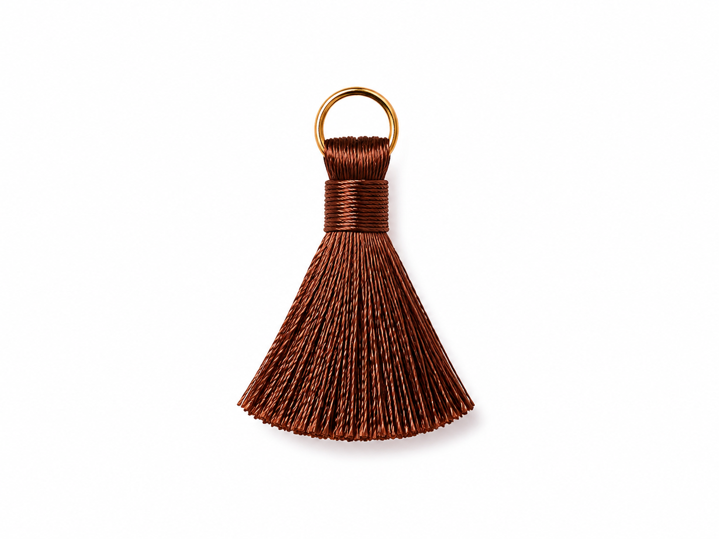 Chocolate Brown Thread Tassel Latkan with Golden Ring – 1 Piece