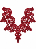 Burgundy Floral Lace Neck Appliqué – Embroidered V-Neck Sew-On Patch for Kurtis, Blouses & Dresses
