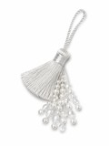 White Thread Tassel Latkan with Pearl & Crystal Beads – 1 Piece