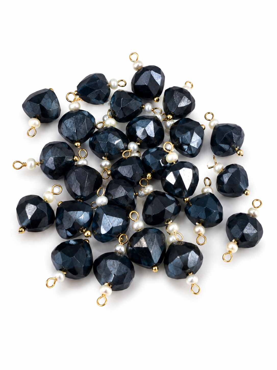 Black Crystal Decorative Tassel Charms – Gold Loop Pendant for DIY Latkan, Jewelry & Ethnic Crafts