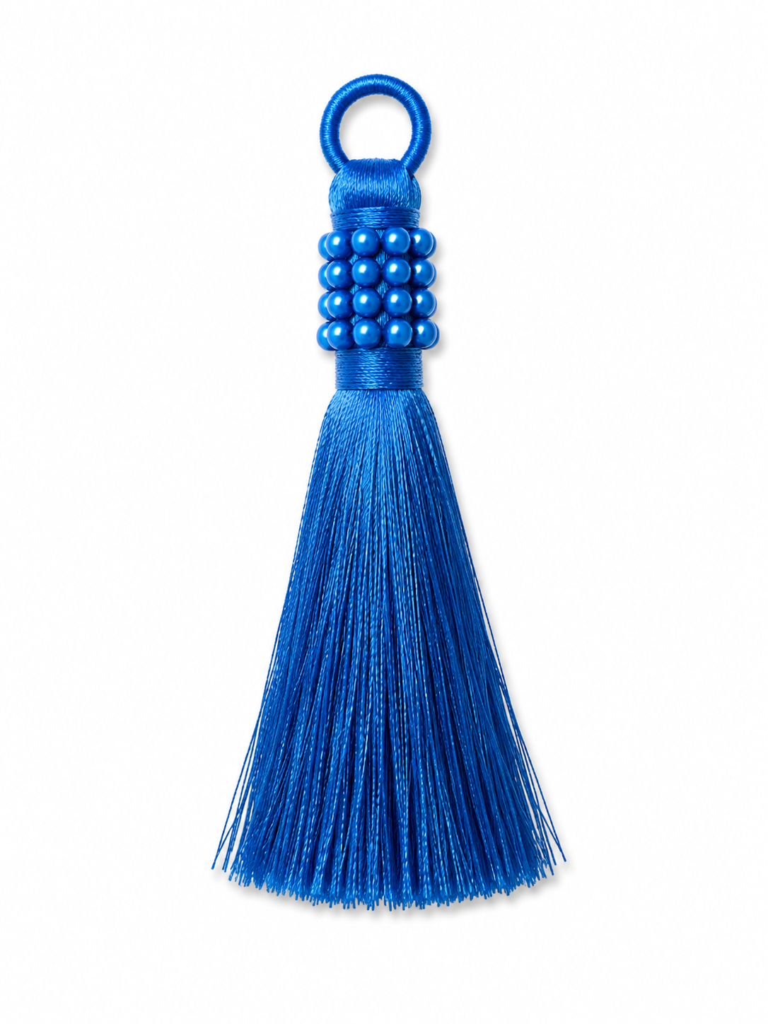 Royal Blue Thread Tassel Latkan with Pearl Beads – 1 Piece