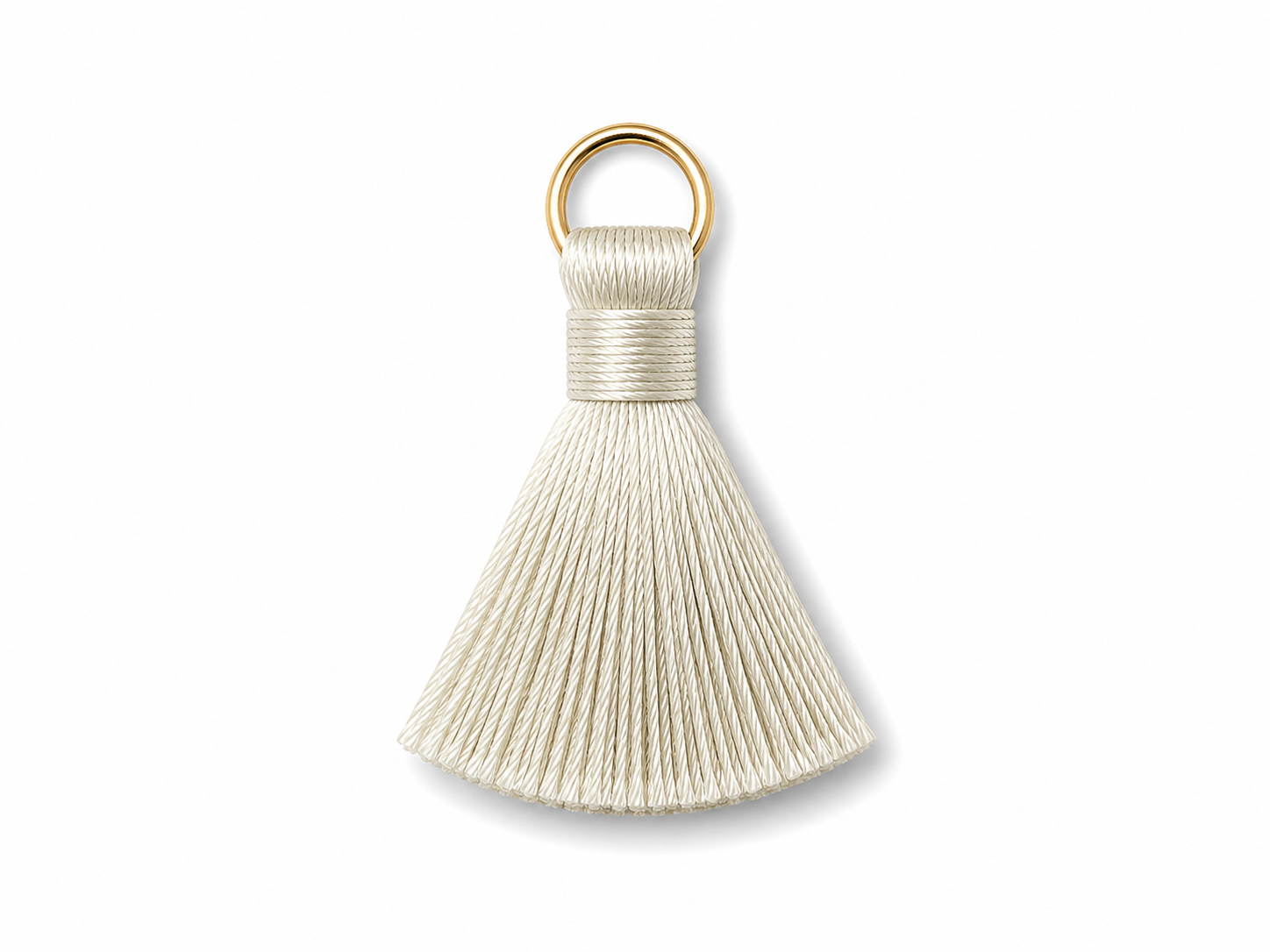 Ivory Cream Thread Tassel Latkan with Golden Ring – 1 Piece