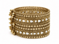 Gold Mirror Designer Bangle Set with Hanging Charms | Traditional Punjabi Bridal Bangles for Women
