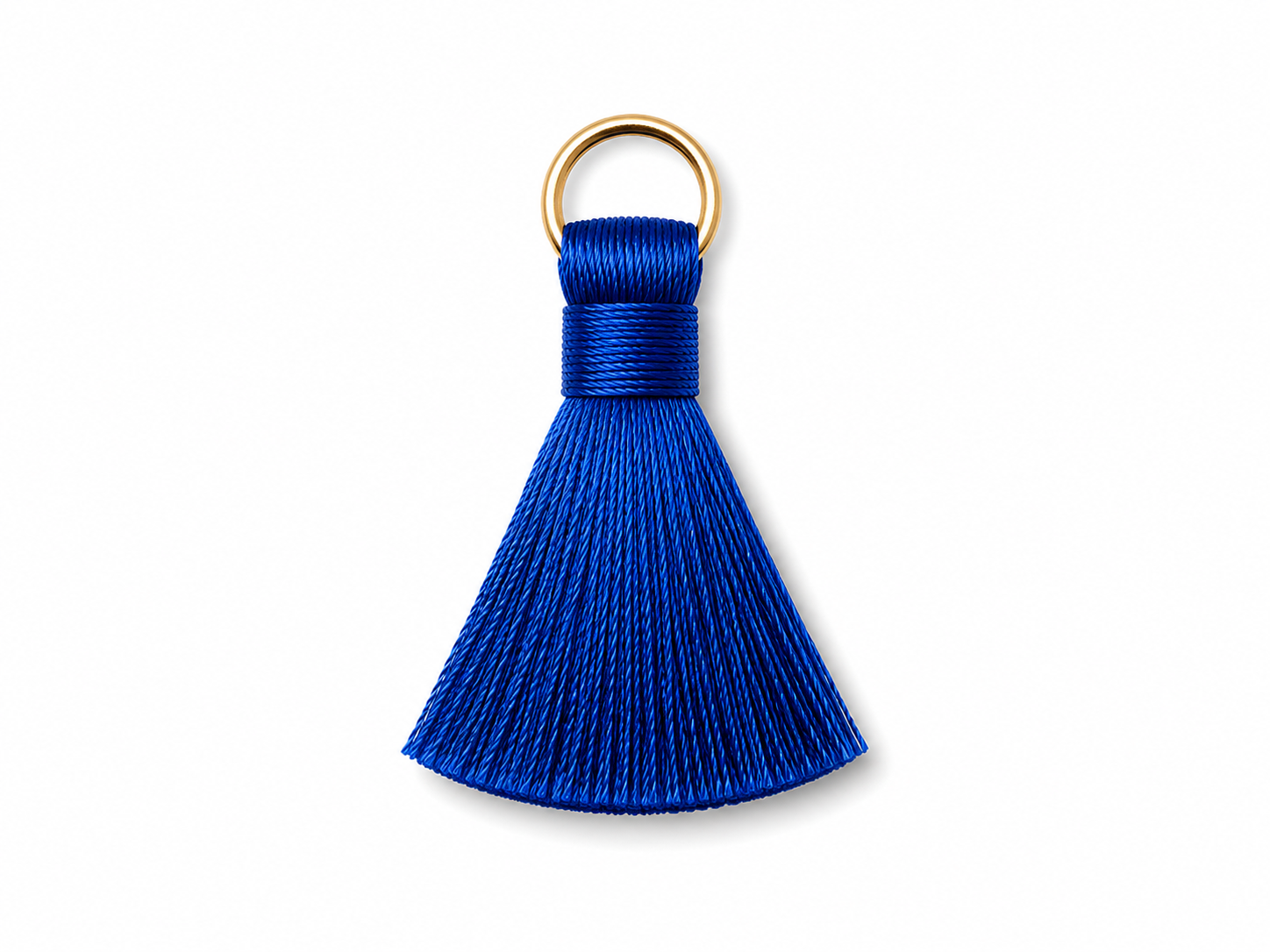 Royal Blue Silk Thread Tassel with Gold Ring – 1 Piece