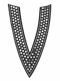 Premium Black Mirror Neck Patch – Designer Embroidered V-Neck Appliqué (1 Piece)