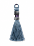 Dusty Blue & Purple Thread Tassel Latkan with Pearl Beads – 1 Piece