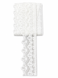 Premium White Floral Embroidered Mesh Border Lace – Scalloped Decorative Trim (Sold by the Meter)